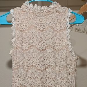 High neck ivory lace dress
